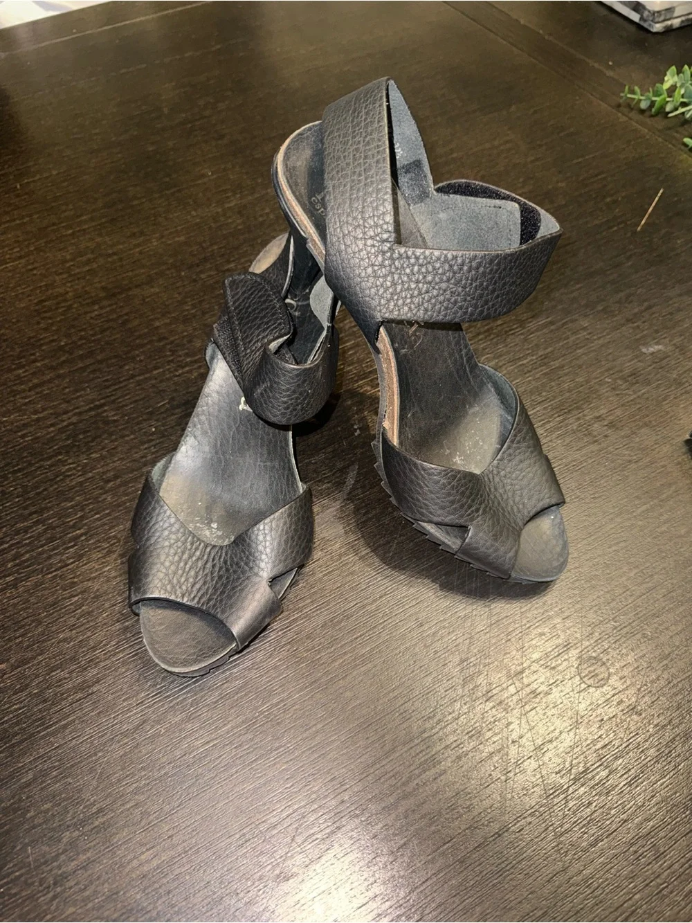 Pedro Garcia Black Leather Cross-Strap Sandals